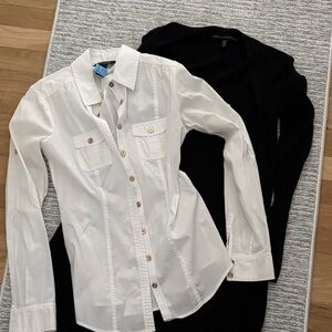 White House Black Market Button Down Shirt and duster